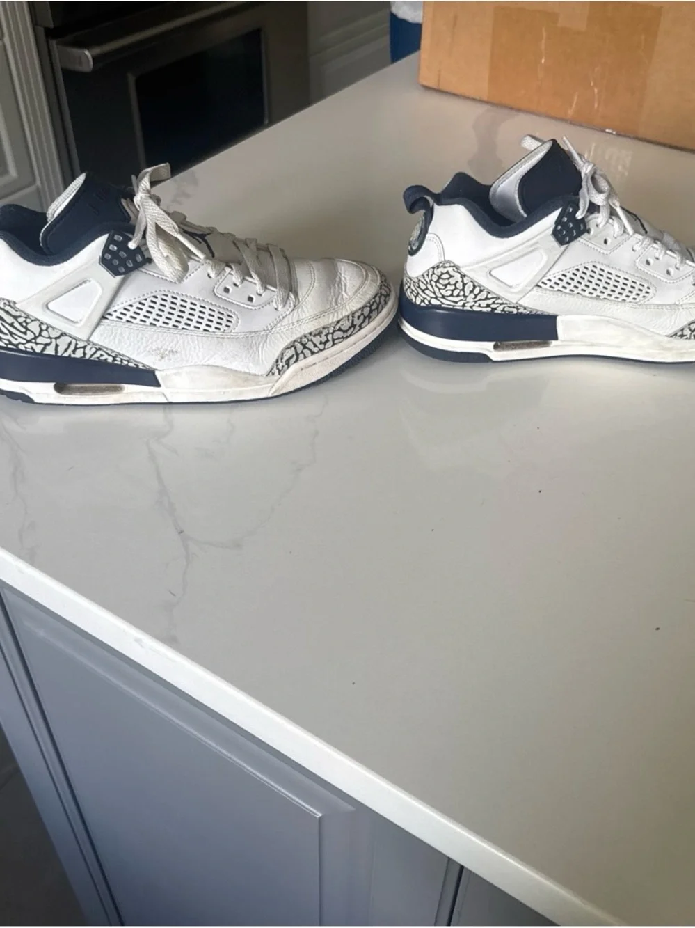 Jordan White and Navy Elephant Print Men's Sneakers